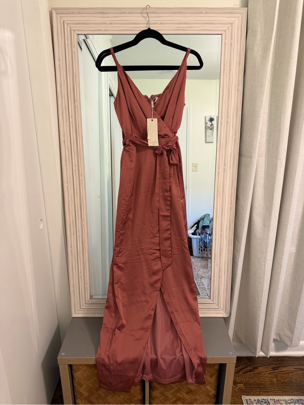 Satin V-Neck “Forever Rose” Dress